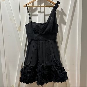 BCBG MaxAzria Women's Black One Shoulder Taffeta Party Cocktail Dress